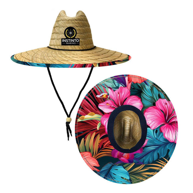 Sombrero Pescador flores tropicales.